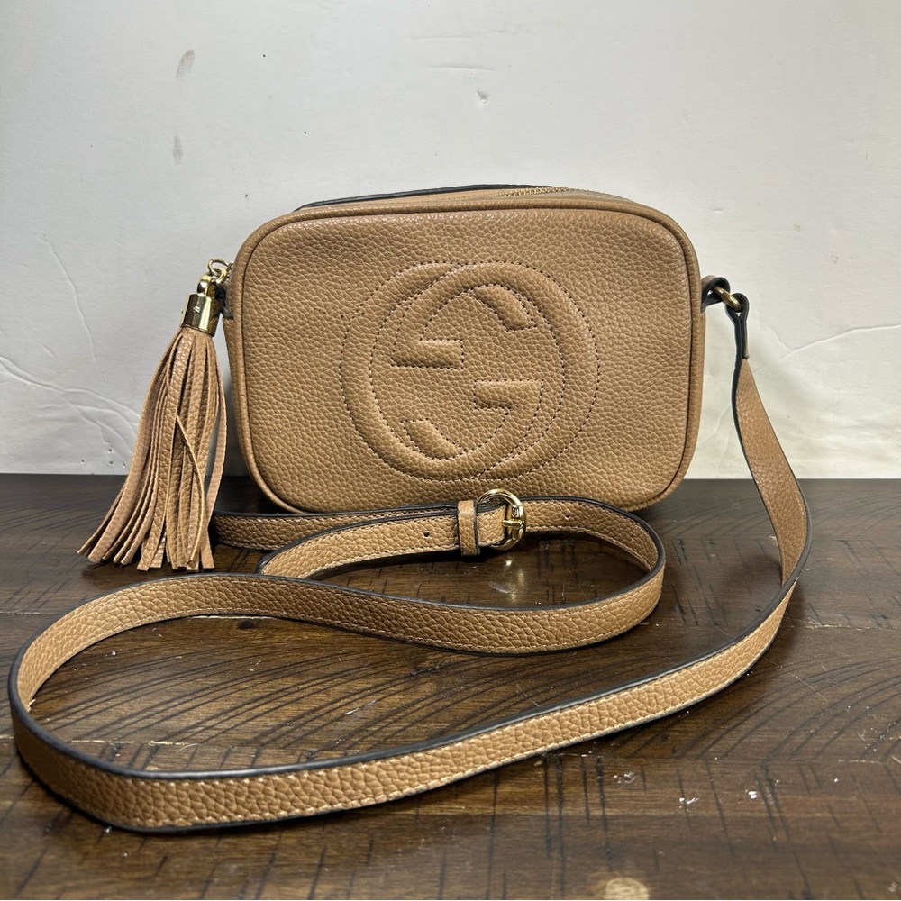 Gucci Beige Leather Crossbody Bag with Tassel